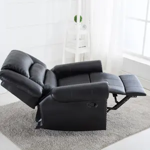 Denver Bonded Leather Recliner Armchair W Stud Sofa Home Lounge Chair Reclining (Black)