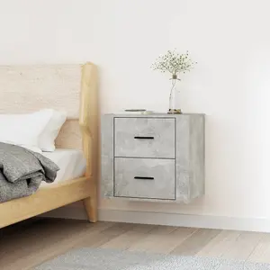 Berkfield Wall-mounted Bedside Cabinet Concrete Grey 50x36x47 cm