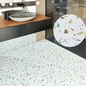 Vinyl Floor Tiles Self Adhesive - 30 Pack Covers 67.4 sqft (6.27 sqm) - Square Tile Size (45.7 x 45.7cm) Off-White Terrazzo Effect