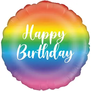 Oaktree Script Happy Birthday Foil Balloon Rainbow (One Size)