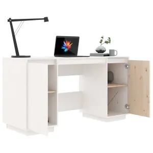 Berkfield Desk White 140x50x75 cm Solid Wood Pine