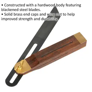 Premium 230mm Adjustable Hardwood Bevel with Blackened Steel and Brass Components