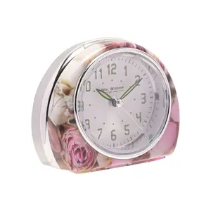 Wm.Widdop Quartz Alarm Clock - Pink Rose Design L/S/C