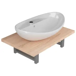 Berkfield Two Piece Bathroom Furniture Set Ceramic Oak