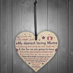 Red Ocean Mummy Mum To Be Pregnancy Congratulations Gift From Bump Baby Shower Gift Wooden Heart