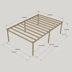 Garden Pergola 6 Posts - Wood - L420 x W720 x H270 cm - Light Green