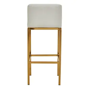 Madeline Upholstered Counter Stool with Metal Frame Gold / White