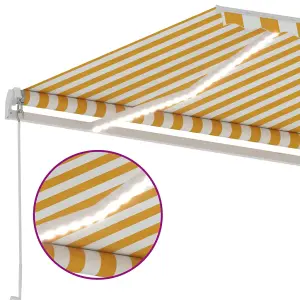 Berkfield Manual Retractable Awning with LED 400x300 cm Yellow and White