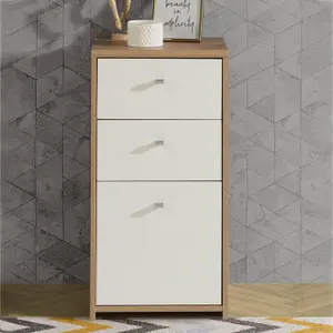 Best Chest Storage Cabinet 2 Drawers 1 Door in Artisan Oak/White