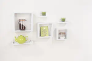 Hudson 6 piece floating shelf kit - matt white