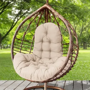 Outdoor Camel Garden Hanging Egg Chair Thick Cushion Swing Chair Pad