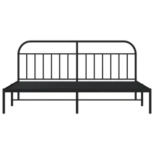 Berkfield Metal Bed Frame with Headboard Black 200x200 cm