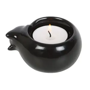 Something Different Ceramic Cat Tealight Holder Black (One Size)