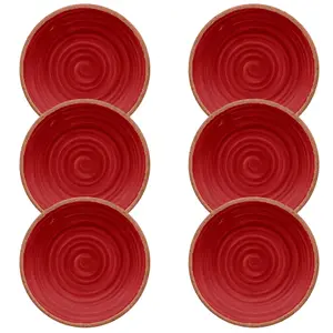 Purely Home Rustic Swirl Red Melamine Side/Salad Plates - Set of 6