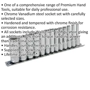 13 PACK - DEEP Socket Set 1/4" Metric Square Drive - 6 Point WallDrive Torque