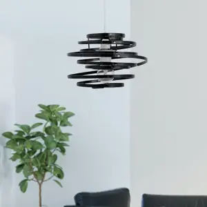 First Choice Lighting Black Metal Swirl Easy Fit Light Shade