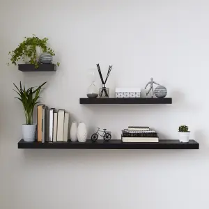 GoodHome Cusko Black Rectangular Floating shelf (L)118cm x (D)23.5cm