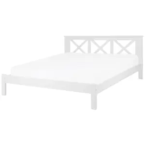 Wooden EU Super King Size Bed White TANNAY