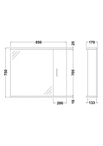 Orbit Wall Hung Mirror with 2 Lights, Shelf & Cabinet - 850mm - Gloss White - Balterley