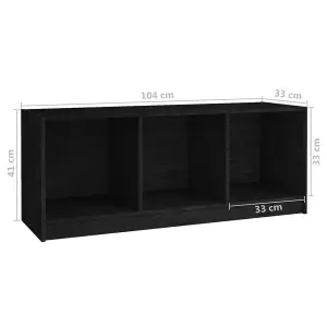 Berkfield TV Cabinet Black 104x33x41 cm Solid Pinewood