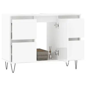 Berkfield Bathroom Cabinet High Gloss White 80x33x60 cm Engineered Wood