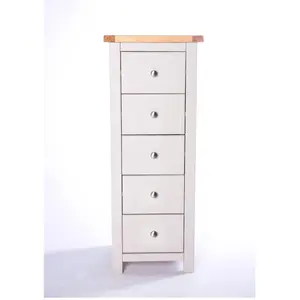 Argenta 5 Drawer Narrow Chest of Drawers Chrome Knob