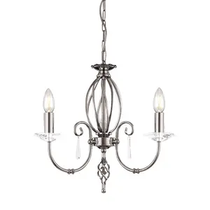 Elstead Aegean Chandelier 3 Light Polished Nickel Finish, E14