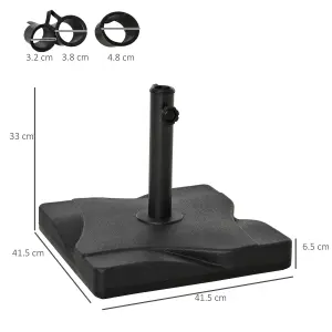 Outsunny 20KG Square Patio Umbrella Base, Fits 30,35,38 Pole Black