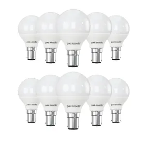 paul russells LED Golf Dimmable Bulb Small Bayonet Cap SBC B15, 5.5W 470Lumens G45, 40w Equivalent, 2700K Warm White, Pack of 10