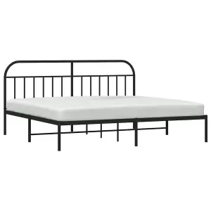 Berkfield Metal Bed Frame with Headboard Black 200x200 cm