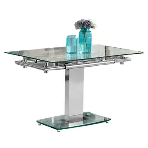 Enke Extending Glass Dining Table With 4 Romeo Grey Chairs