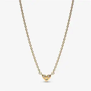 Pandora Triple Stone Heart Collier Necklace - 14K Gold Plating / Cubic Zirconia - Sz. 45 cm