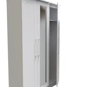 Ripon Tall Triple Mirror Wardrobe in White Ash (Ready Assembled)