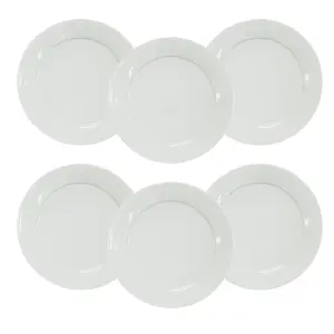 simpa 6PC Porcelain White Dinner Plate Set.