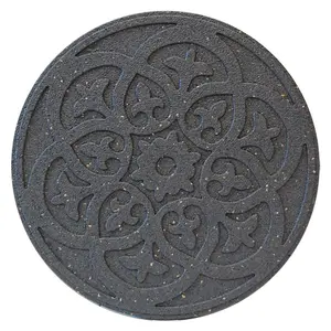 Garden Stepping Stones Ornamental Path Eco Friendly Weatherproof Recycled Rubber with Scroll Design (1 Stone, Grey)