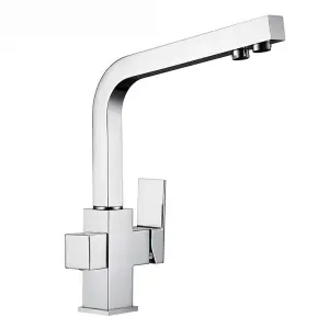 ENKI Turin Modern Chrome Square 3-Way Filter Mixer Tap for Kitchen Sink