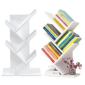 5 Tier White Standing Bookshelves Tree Design Desktop Bookcase Display Rack 31x 60cm