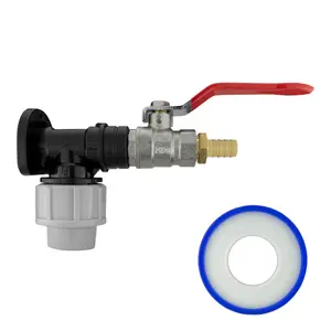 20mm waterpipe mdpe back/wall plate with full flow valve+universal garden hose 13mm barb connector