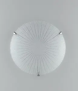 Luminosa CHANTAL LED Patterned Glass Flush Ceiling Light White 1820lm 4000K 40cm