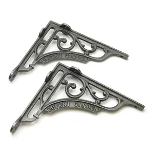 Oakcrafts - Pair of Antique Cast Iron Covent Garden Shelf Brackets - 180mm x 200mm