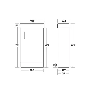 400mm Floorstanding Bathroom Vanity Unit Basin Sink Storage Cabinet