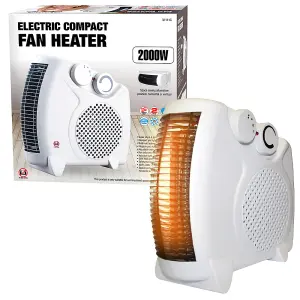 2000 Watts Thermo Fan Heater - 2 Heat Settings & Cool Blow, Thermostat, Thermal Auto Cut Off - 2kw - Overheat Protection White