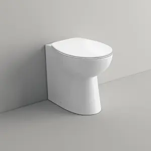 Nes Home Back To Wall Ceramic White WC Toilet Pan Luxurious Soft Close Seat