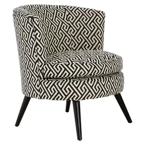 Interiors by Premier Round Black and White Round Armchair, Accent Chair for Living Room, Accent Lounge Chair for Home