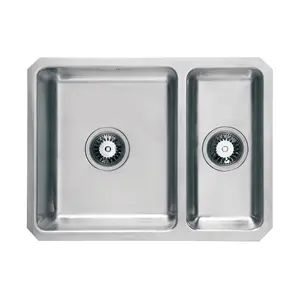 Cookology GROSSETO 1.5 Bowl Undermount Sink with Side Drainer - Stainless Steel