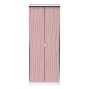 Ready assembled Matt Pink & white Double Wardrobe (H)1970mm (W)740mm (D)530mm