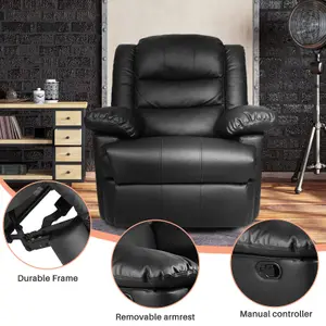 Onemill Adjustable Leather Recliner Chair Armchair Sofa PU Leather  for Living Room Lounge