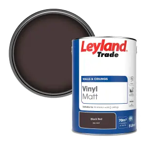 Leyland Trade Vinyl Matt Walls & Ceilings Emulsion Paint Black Red (RAL 3007) 5L