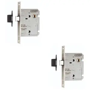 2 PACK - 64mm Reversible Upright Door Latch - Square Nickel Plated Strike Plate Forend