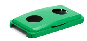 Durable DURABIN 60L Hinged Bin Lid with Two Holes for Cans/Bottles - Green